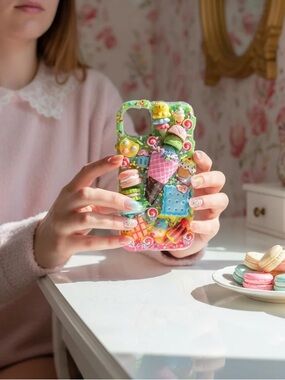 Cute Pink & Multicolor Ice Cream Dessert Phone Case - Playful Protection
